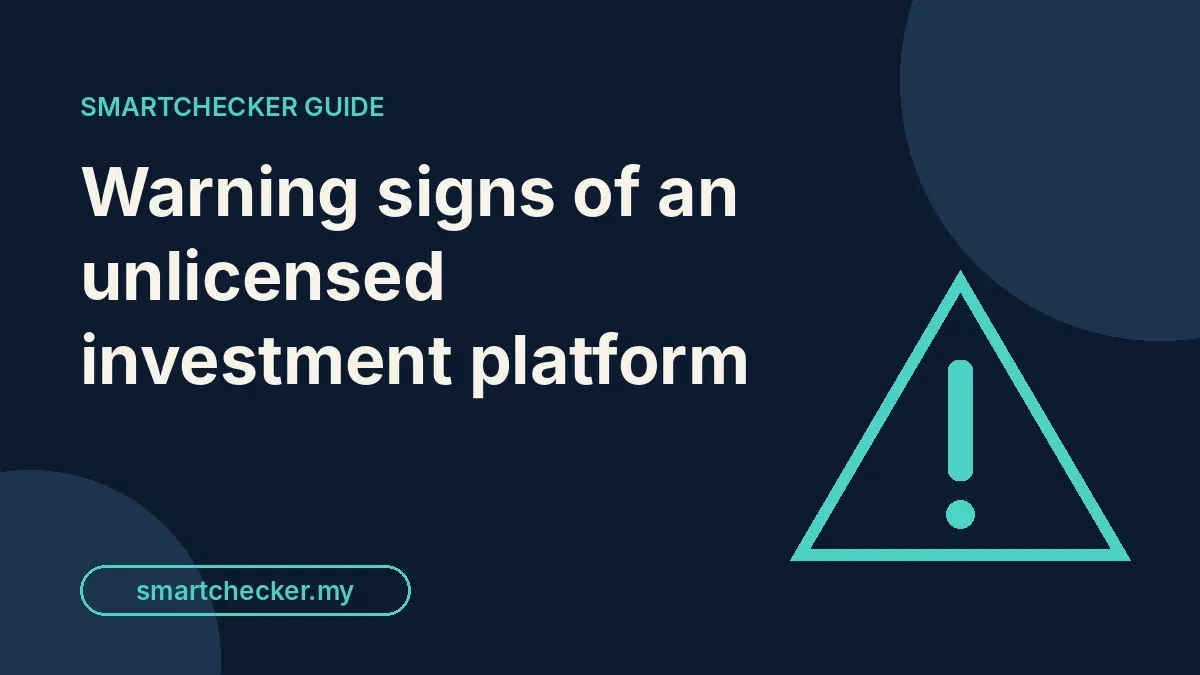 A teal warning triangle with an exclamation mark beside the headline on a navy background.