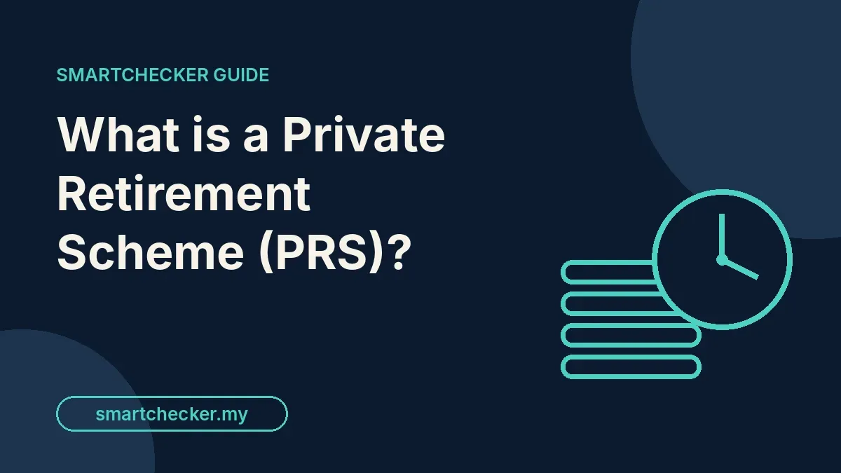 Navy cover with the headline 'What is a Private Retirement Scheme (PRS)?' and a teal icon of stacked coins beside a clock.